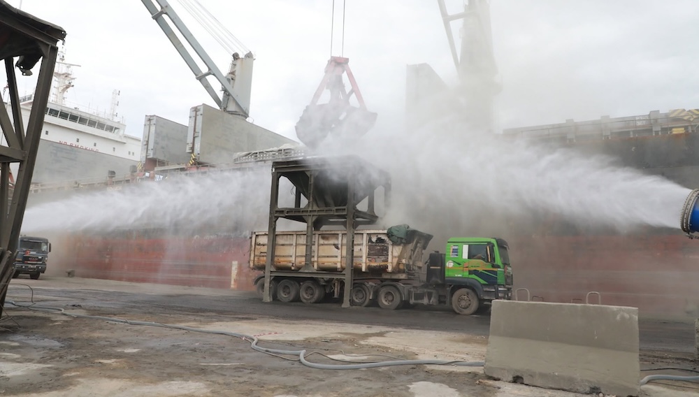 Curbing harmful dust in port