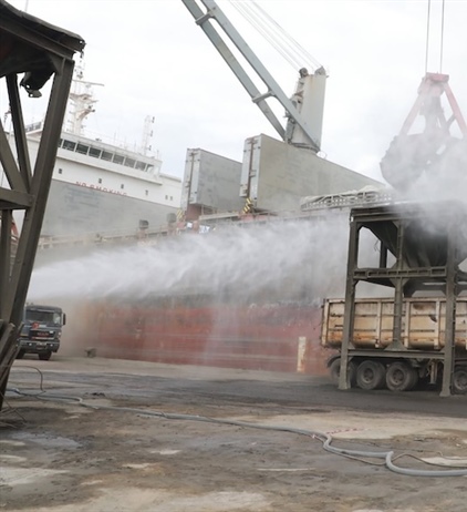Curbing harmful dust in port